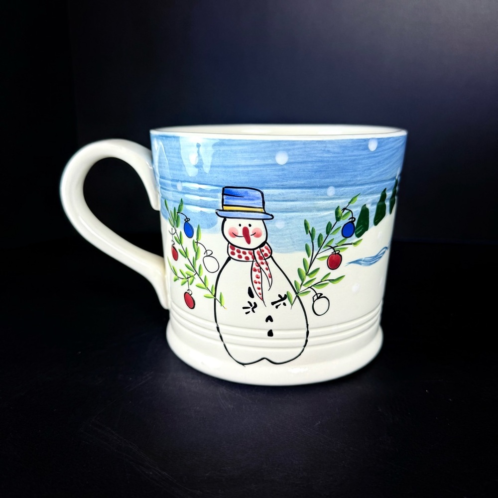 Bath & Body Works Handcrafted 3 Wick Candle Holder Winter Christmas Mug, 1997.